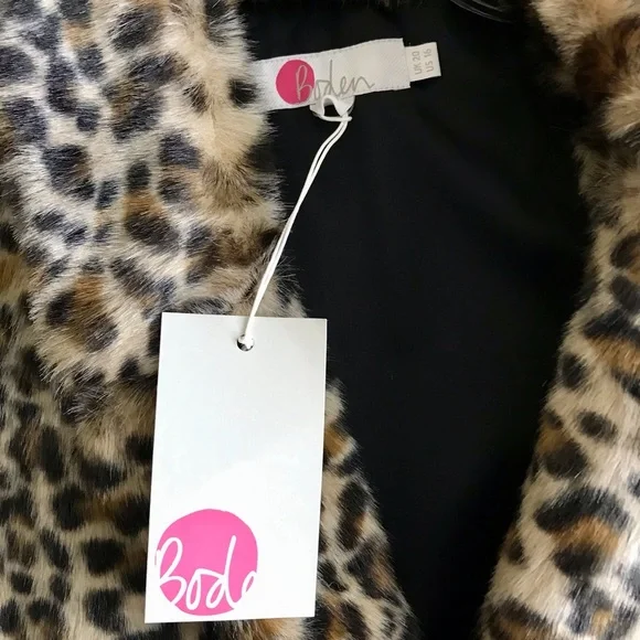 NWT Boden “Boxgrove” Faux Fur Leopard Print Coat, 16 - Picture 8 of 12
